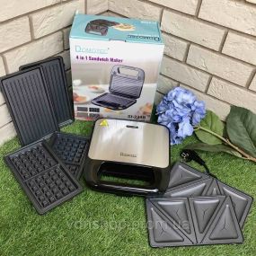Вафельница-сендвичница 4в1 Domotec SI-234B 1200w