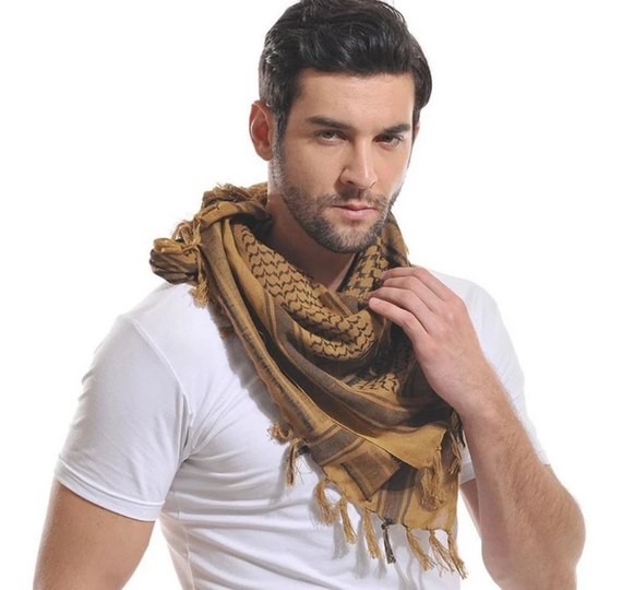 Хустка шарф арафатка, шемаг, куфія 110см - Black/Khaki | Зображення 3