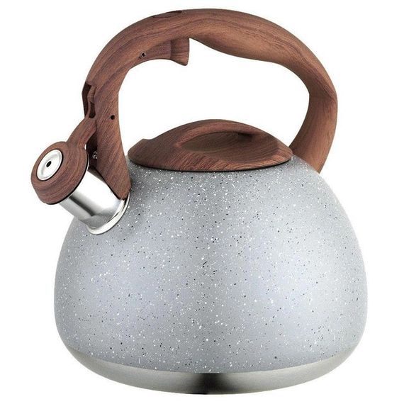 Чайник Unique со свистком UN-5306 2,7л мрамор, чайник для газовой плитки, чайник на плиту. Цвет: серый | Зображення 7