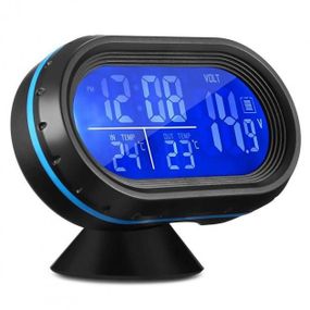 Автомобильные часы VST - 7009V подсветка + 2 термометра + вольтметр, питание от аккумулятора авто 12В-24В