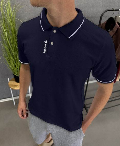 Мужское поло-футболка на пуговицах BD0032 цвет синий, размер L