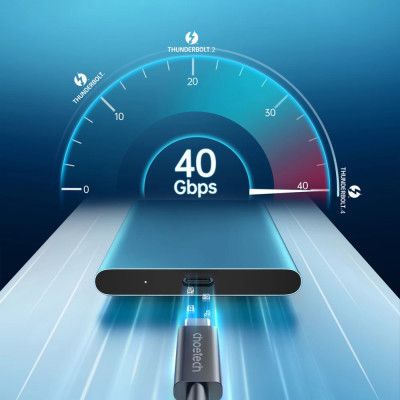 Дата кабель USB-С to USB-С 0.8m Thunderbolt4 40Gbps Power Delivery 100W 8K60Hz Choetech (A3010-BK) | Зображення 3
