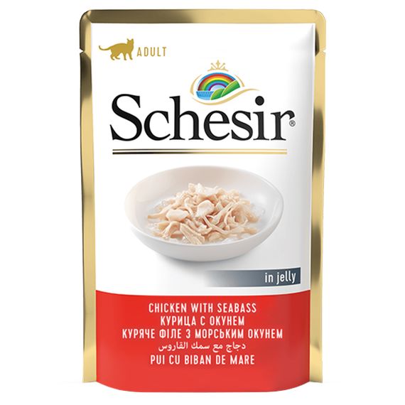 Корм Schesir Chicken with Seabass вологий з куркою та морським окунем у желе 85 гр