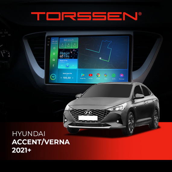Штатна магнітола Torssen 2K Hyundai Accent/Verna 2021+ FL9 4+64Gb 4G Carplay DSP