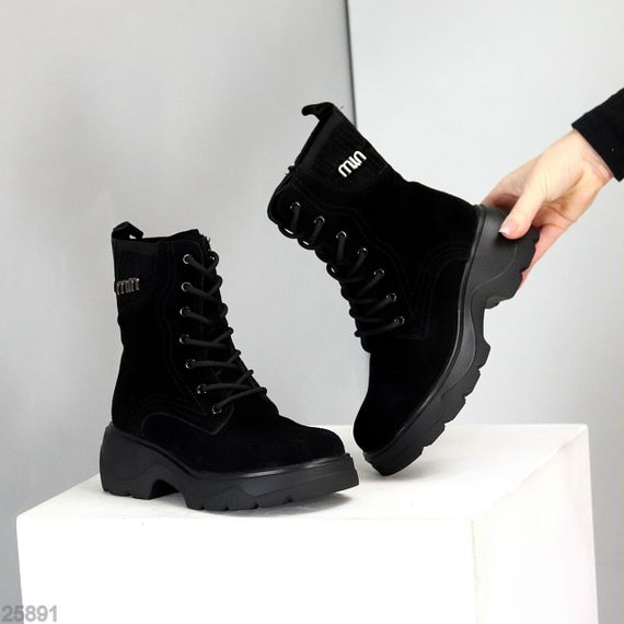 Черные зимние высокие замшевые ботинки берцы доступная цена 39