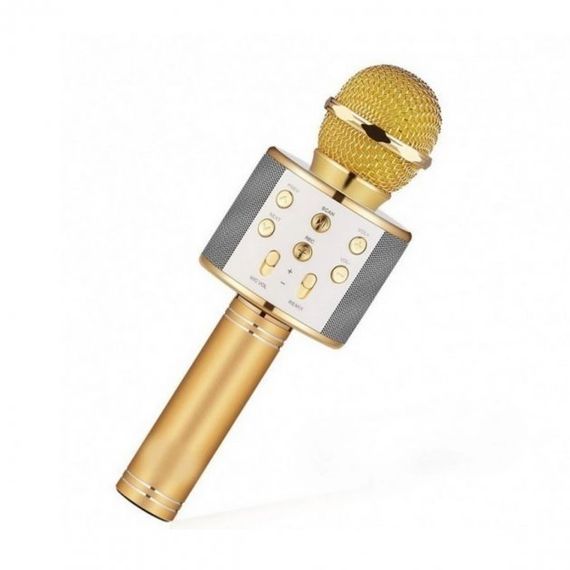 Бездротовий караоке мікрофон WS-858, акумулятор, USB, Bluetooth (6900012042224) Золотий