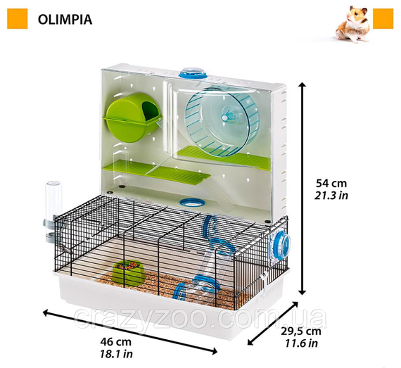 Клітка для гризунів Ferplast Cage Olimpia з тунелями та ігровою зоною 46x29.5x54 см 57922599 | Зображення 1