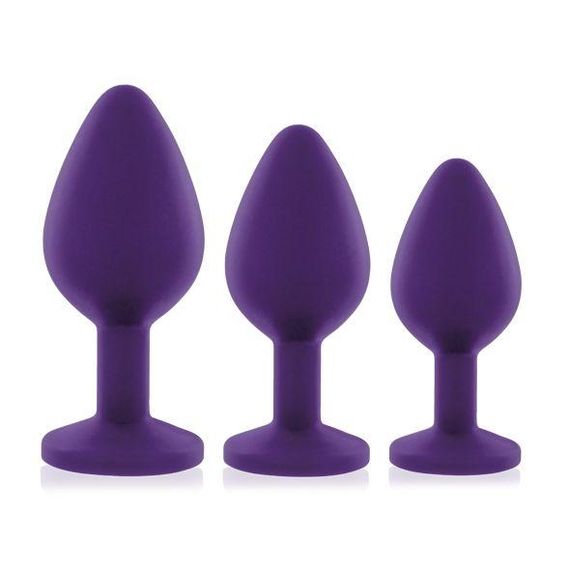 Набор анальных пробок с кристаллом Rianne S: Booty Plug Set Purple, диаметр 2,7см, 3,5см, 4,1см | Зображення 3