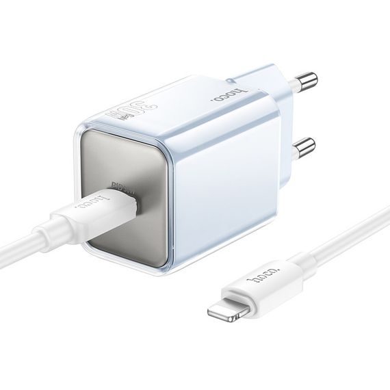 МЗП Hoco N47 Glorious PD30W (1USB-C) + кабель Type-C to Lightning Blue