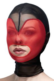 Маска сетка с открытым ртом Feral Feelings Hearts Mask Черно-красная One Size