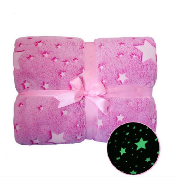Плед, що світиться в темряві, плюшеве покривало Blanket kids Magic Star 150х100 см флісова ковдра. GA-224 Колір: рожевий | Зображення 1