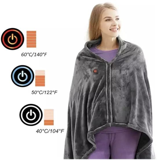 Электроодеяло Плед с подогревом (155*80) Electric Heating Shawl Blanket USB | Зображення 9