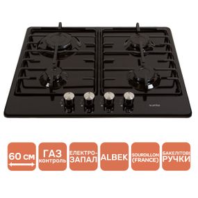 Газовая панель VENTOLUX HG640-MA3 S (BK) черная эмаль