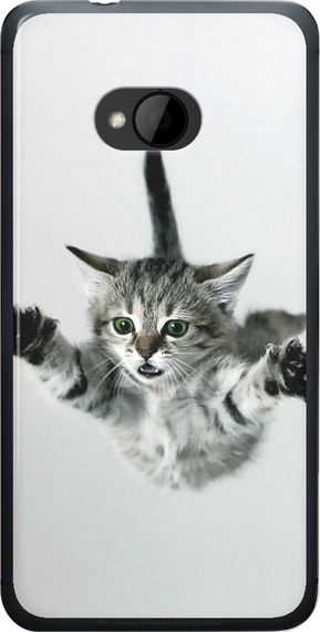 Чехол на HTC One M7 Летящий котёнок "2322u-36-17620"