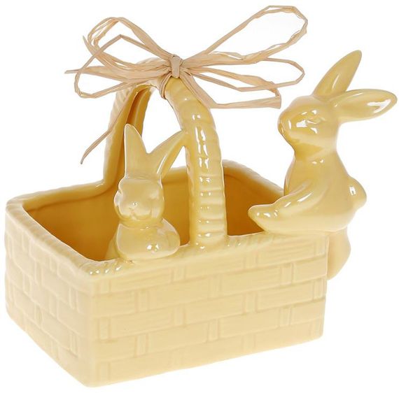 Конфетница сервировочная Banny in a basket Yellow 16х11х12.5см