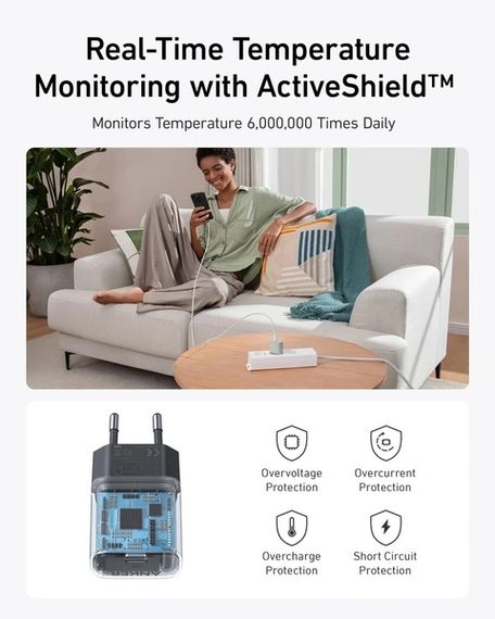 Мережевий зарядний пристрій Anker PowerPort 511 Nano IV - 30W USB-C White | Зображення 6