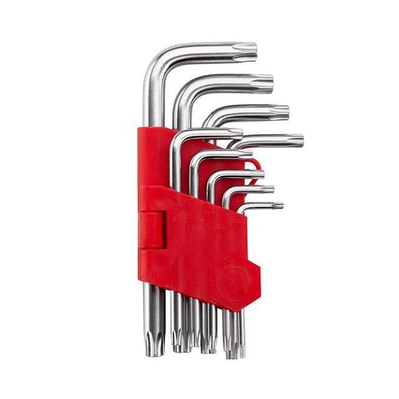 Набір ключів Г-подібних TORX з отвором 9 од., Т10-Т50, Cr-V INTERTOOL HT-0604 | Зображення 1