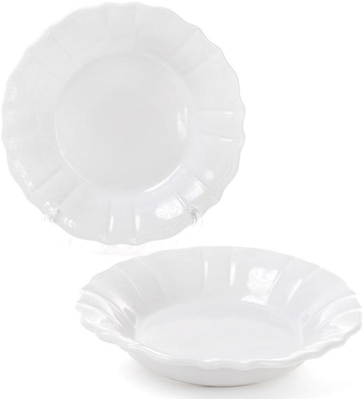 Набір 6 глибоких тарілок Leeds Ceramics SUN Ø23см, кам'яна кераміка (білі)