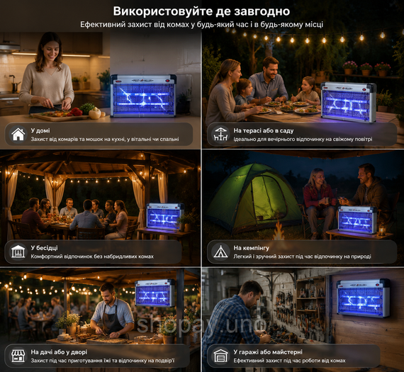 Лампа для комаров 16 Вт / Уничтожитель насекомых 38×26×9 см / UV лампа-ловушка от комаров и мух | Зображення 1