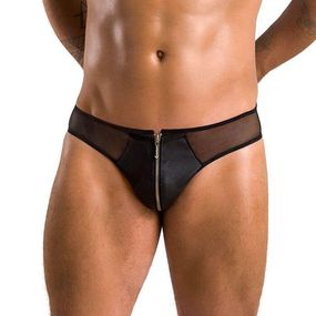 Чоловічі сліпи на блискавці Passion 042 SLIP TIMMY L/XL Black, екошкіра, сітка Sex Aura