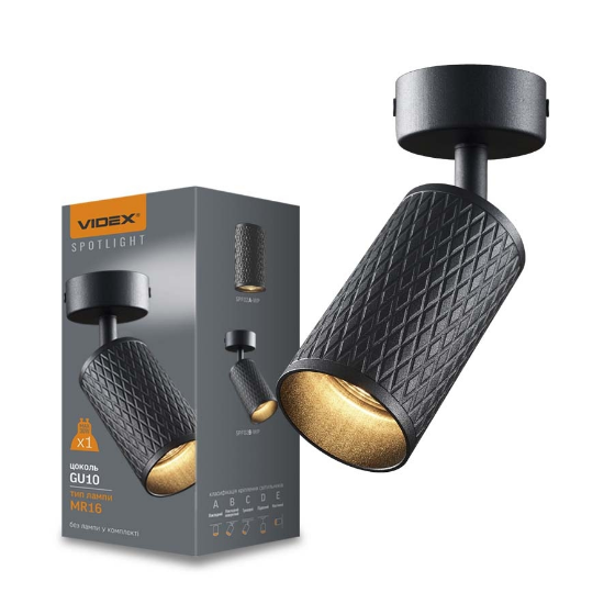 LED Світильник під лампу GU10 поворотний чорна призма VL-SPF02B-BP Videx
