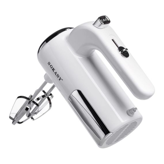 Міксер ручний 2 насадки вінчики та гаки для тіста білий Sokany SK-02025 | Зображення 6