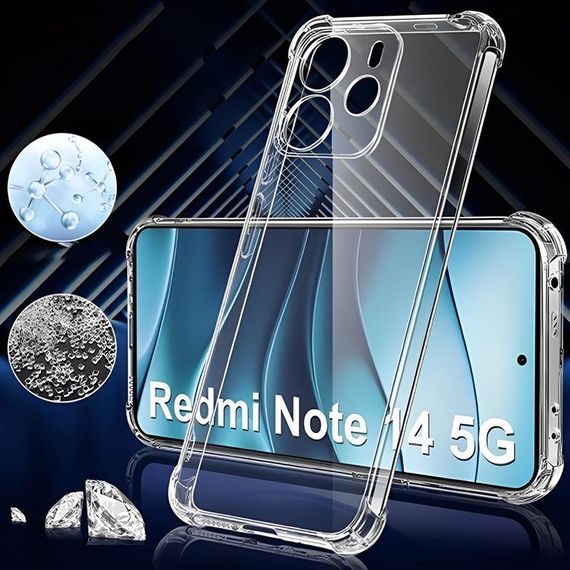 TPU чохол GETMAN Ease logo посилені кути Full Camera для Xiaomi Redmi Note 14 4G (Europe version) Безбарвний (прозорий) | Зображення 1