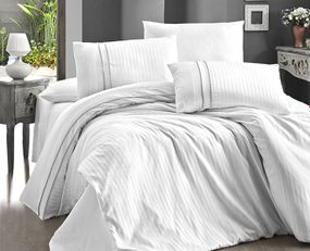 Постельное белье First Choice Deluxe Satin 160х220 семейный Stripe Style White