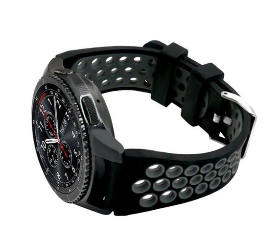Спортивний ремінець з перфорацією Primo для годинника Samsung Gear S3 Classic SM-R770 / Frontier RM-760 Black&Grey | Зображення 1