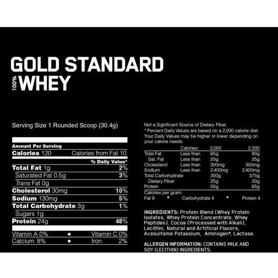 Протеїн Optimum Nutrition 100% Naturally Flavored Whey Gold Standard 864 g /28 servings/ Chocolate | Зображення 1