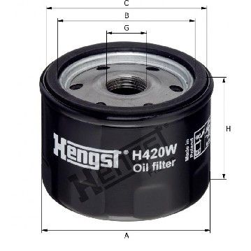 Фильтр масляный Ford Connect 1.0 EcoBoost 13-, Hengst, H420W,