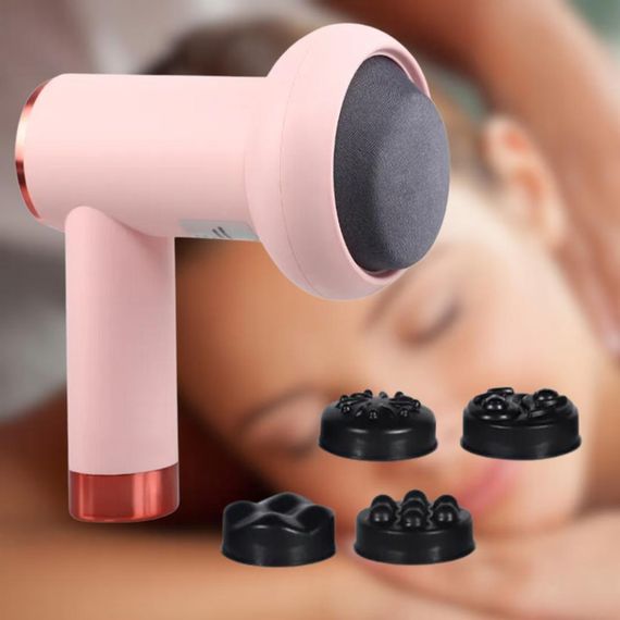 Массажер антицеллюлитный для тела рук и ног 4 насадки 6 скоростей Deep Rolling Massager. Цвет: розовый | Зображення 3
