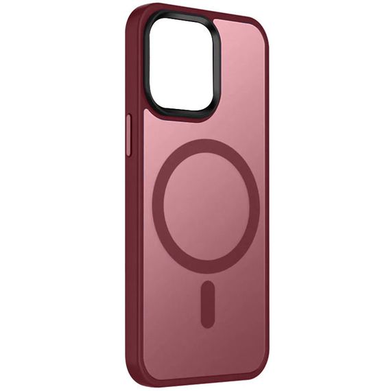 TPU+PC чохол Metal Buttons with MagSafe Colorful для Apple iPhone 15 (6.1") Бордовий / Wine Red