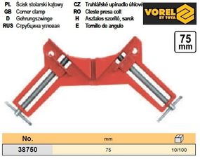 Струбцина кутова 75мм VOREL-38750