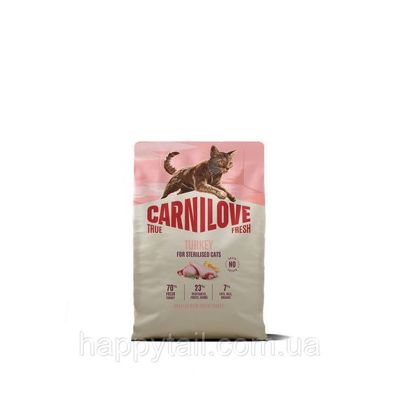 Беззерновий сухий корм Carnilove True Fresh Turkey Sterilised для стерилізованих котів з індичкою 2 кг (арт. 173749)