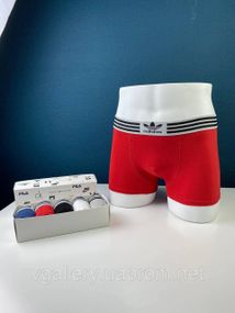 Мужские трусы Adidas, мужские боксеры Адидас, хлопковые трусы Адидас Премиум качества XXXL, Красный