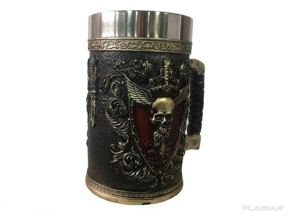 Кружка Чашка 3D Skull Mug Череп Пивная кружка с Гербом Крылатого Черепа | Зображення 2