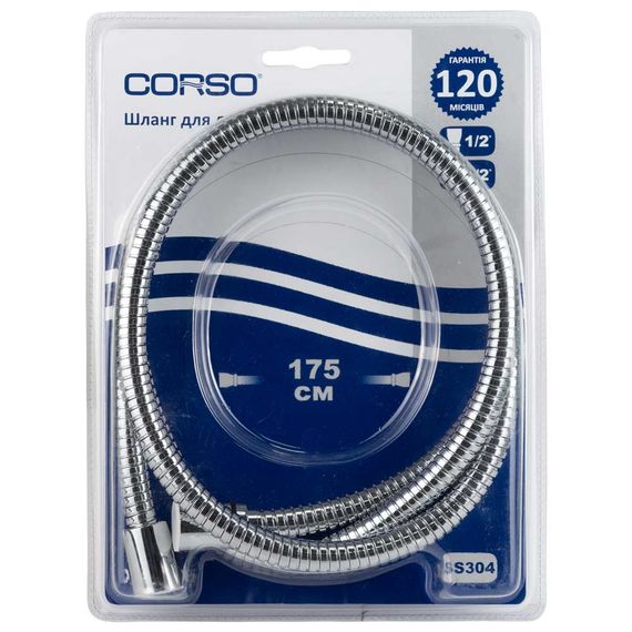 Шланг для ручного душу Corso 1/2" хромований з підшипником 175 см (9691912) | Зображення 1
