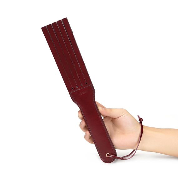 Двосторонній паддл Liebe Seele Wine Red Spanking Paddle, натуральна шкіра Sex Aura | Зображення 5
