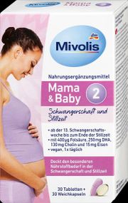 Вітаміни Mivolis Mama & Baby 2 – комплекс для вагітності та грудного вигодовування, підтримка мами і малюка, Німеччина