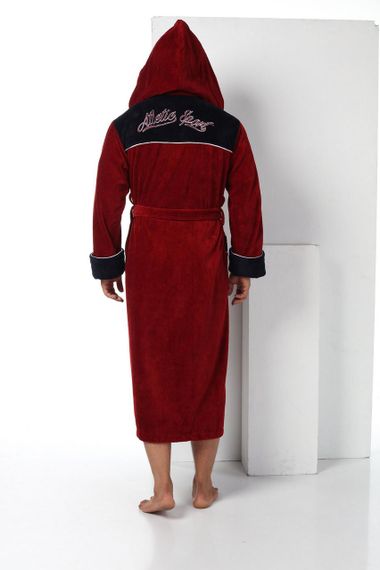 Чоловічий велюровий халат Nusa 2810 з капюшоном, бордовий M | Зображення 1