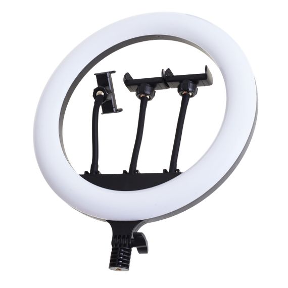 Кольцевая лампа блогера с 3 держателями LED 24W CCT 36 см (TE-053) | Зображення 9