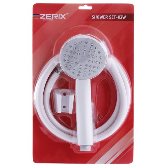 Душовий набір (шланг, лійка, кронштейн) білий ZERIX SHOWER SET-02W (ZX3096) | Зображення 1