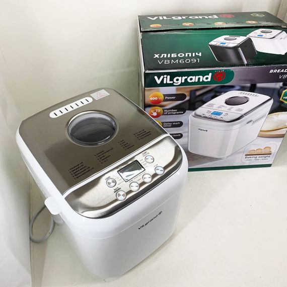 Хлебопечка с функцией подогрева ViLgrand VBM6091 600 Вт, 19 програм, Хлебопечка программы IP-22 | Зображення 6