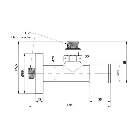 Комплект кранів Thermo Alliance Standart 1/2" НР для сушарки для рушників кутовий SF395W15 | Зображення 1