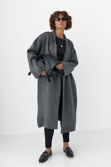 Довгий в'язаний кардиган - темно-сірий цвет, ONE SIZE (є розміри)