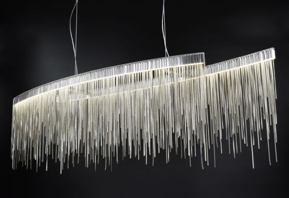 Люстра світлодіодна підвісна LED світильник для квартири на стелю лед 26760 Хром 20-120х23х100 см. | Зображення 4