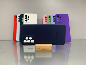 Samsung A33 Протиударний чохол з логотипом софт тач синій