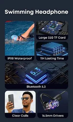 Навушники з кістковою провідністю водонепроникні Openear для плавання й басейну | Зображення 5