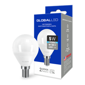 LED-лампа GLOBAL G45 F 5W яскраве світло 220 V E14 AP (1-GBL-144) (NEW)